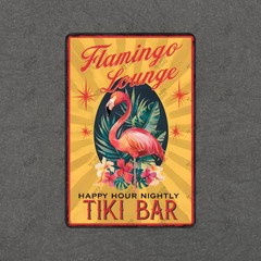 Vintage Flamingo Lounge Tiki Bar Sign Retro Happy Hour Decor #370