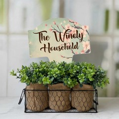 Personalized Family Name With Cherry Blossoms Design Aluminum Yard Sign 10×14
