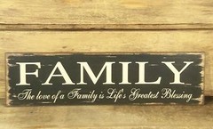 FAMILY Sign 11 x 3 Country Distressed Farmhouse Look NWT Love Life’s Blessings