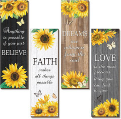 4 Pcs Sunflower Wall Decor Inspirational Sunflower Kitchen Decor and Accessories