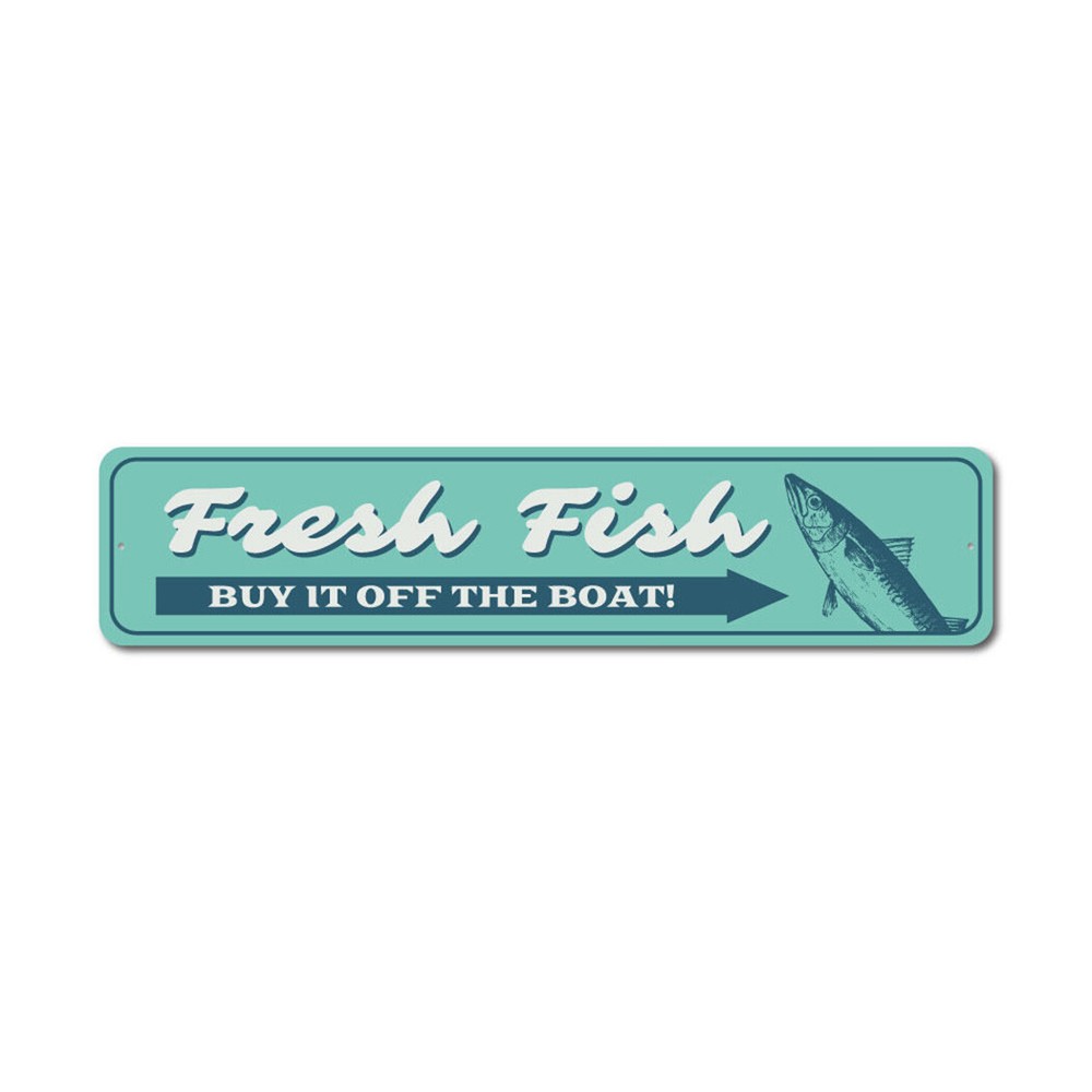 Fresh Fish Sign, Fish Decor, Fisherman Aluminum Metal Decor Sign