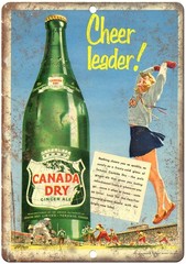 Vintage Metal Sign Canada Dry Ginger Ale Aluminum Sign 8×12 Funny Decor