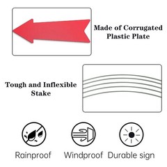 Red Arrow Signs with Stakes 16 x 5 Inches,This Way Directional Arrow Yard Sig…