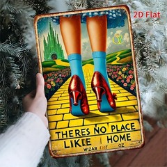 2D Flat, 1pc Wizard of Oz “There’s No Place Like Home” Tin Metal Signs Wall 8×12