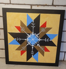 Barn Quilt 12″x12″ Wood Farmhouse Christmas Snowflake indoor/outdoor