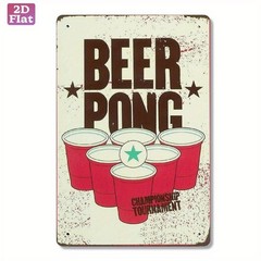 Beer Pong Metal Sign Aluminum 8×12 Inch Funny Retro Party Game Decor