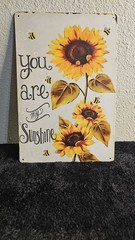TISOSO “You are My Sunshine” sunflower and bee retro vintage tin sign.