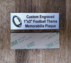 Custom Engraved 1×3 Brushed Silver Tone Football Plaque | Nameplate Label Tag