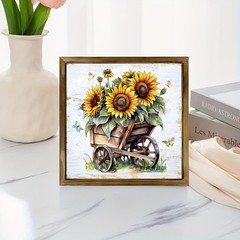2D Wooden Sign Beautiful Sunflower Wall Art Vintage Bedroom Room Home Decor Gift