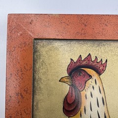 Primitive Farmhouse Giftcraft Set Of 2 Vintage Folk art Rooster Pictures