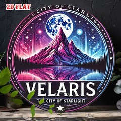 Aluminum Metal Sign Velaris Round City Star Circular Cosmic Moon 8 Inch