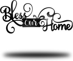 Bless This Home Black Iron Wall Sign – 12.8″ x 5.9″ for Living Rooms