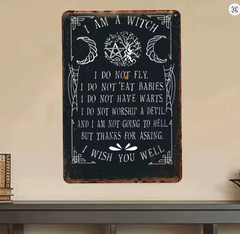 Vintage Witch Wiccan Well Wishes Sign Wiccan Sign Halloween Wall Decor 8×12 NEW