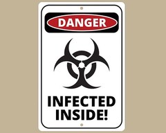 Danger Infected Inside Zombie Novelty Aluminum Wall Decor, 8X12 Sign