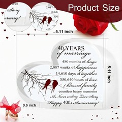 40th Wedding Anniversary Gift Heart Shaped Marriage Keepsake Anniversary