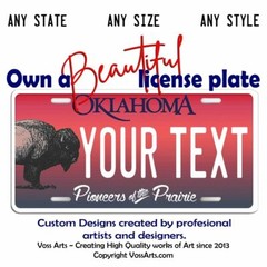 Oklahoma License Plate Pioneers custom personalized YOUR TEXT Car Bike Key Tag
