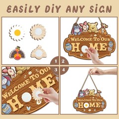 Winnie Welcome Sign for Door Decor, the Pooh Welcome to Our Home Sign with In…