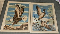 Vintage Paint By Numbers Eagle Ducks Retro Home Decor Painting 6″ X 8″ Framed