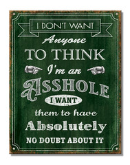 A-Hole Metal Sign – 12.5″ x 16″ Garage Man Cave Wall Decor