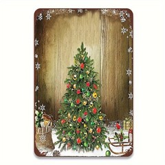 Vintage Christmas Tree Metal Wall Art Decoration Festive Greenery Ornaments
