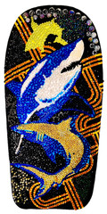 Rhinestone Whale Shark Bodyboard Wall Art Coastal Ocean Decor Signed Brenda