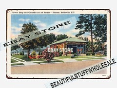 1930-45 Flower Shop Greenhouses of Barber F, Reidsville, North Carolina tin sign