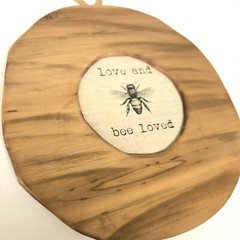 9″ Round Real Wood Hanging Signs for House Decor Nature “LOVE & BEE LOVED”