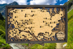 Handmade Wood National Parks Travel Map