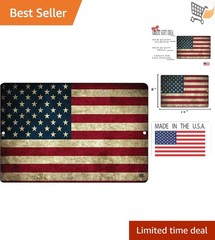 American Flag Metal Tin Sign Wall Decor 12×8 Inch Rustic Military US Flag