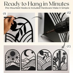 Metal Wall Art Decor – 11″ x 16″, 4Pc Single Line Abstract Wall Art for Livin…
