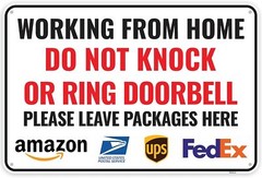 1PC Working From Home Sign For Front Door, 12 x 8 Inches – Aluminum – Do Not Kno