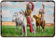 Native American Indian Chiefs With Headresses On Tin Sign 8 x 12 ALL METAL