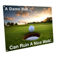 A Damn Ball Can Ruin a Nice Walk Metal Sign; Wall Decor for Mancave or Den