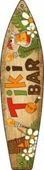 Tiki Bar Torches Metal Surfboard Sign 17″ x 4.5″ ↔ Beach Pool Pub Bar Wall Decor
