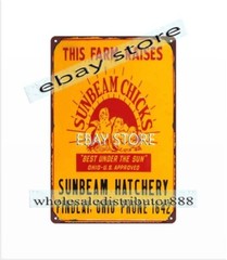 Sunbeam Chicks hatchery farm ranch poultry metal tin sign nostalgic garage shop