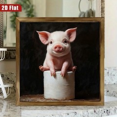 Cute Pink Pig Wooden Sign Farmhouse Bathroom Kitchen Cafe Decor Holiday Gift