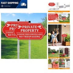 No Trespassing Signs Private Property Video Surveillance Aluminum 14×7 Inches…
