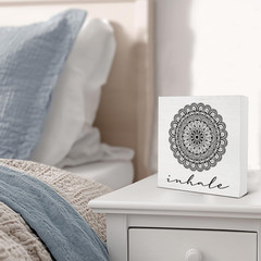 Zen Decor, Spiritual Decor, Inhale Mandala Wood Sign Home Office Meditation Room