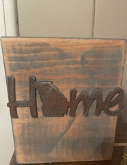 Wood Sign Home With Georgia In Metal 5 1/2” H X 4 1/2” W