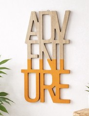 Adventure Wood Wall Plaque Art Deco Sign 16.5” X 8.5” Laser Cut Script NEW