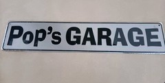 POP’S GARAGE Street Sign Tin 24″ X 5″ Embossed Metal Man Cave Dad Bar Decor USA