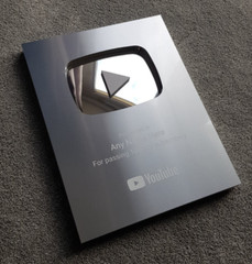 YouTube Play Button Silver Gold Personalised Custom Award Wall Plaque