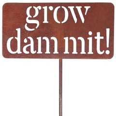 Grow Dammit Funny Garden Sign, Unique Outside Gardening Decor Outdoor, Flower…