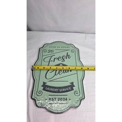 Farmhouse Laundry Room Metal Sign Fresh & Clean Vintage Style Wall Decor 12 x8.5
