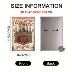 Vintage Coca-Cola 5¢ Bottle Metal Sign Retro Soda Farmhouse Outdoor Decoration