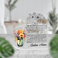 Personalized Acrylic Heart Shape Stand, Custom Your Message Sign For Gift Plaque