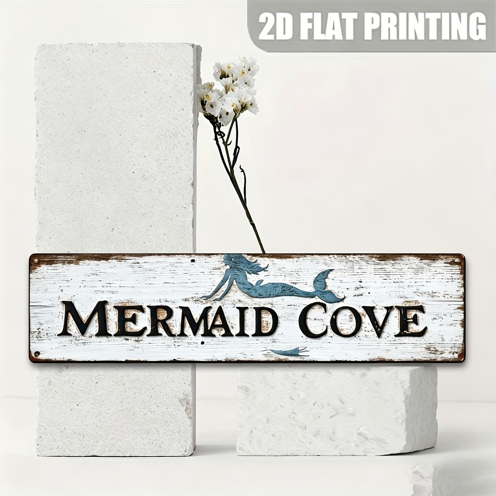 Mermaid Cove Vintage Metal Sign 10x40cm Wall Decor