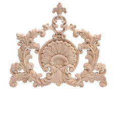 Wood Carved Corner Furniture Onlay Applique 31x28cm 12.2×11.02 Inch Decor
