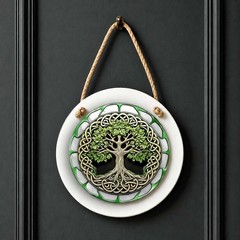 Tree of Life Sign – Small Wall or Window Hanging Wreath Accent Plaque 4.8 Inches
