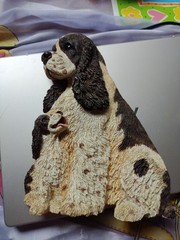3D Cocker Spaniel w/ Puppy Garden Stake Plaque Stepping Stone 1991 Figi Graphics